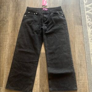 Edikted Low Rise Black Washed Wide-Leg Jeans